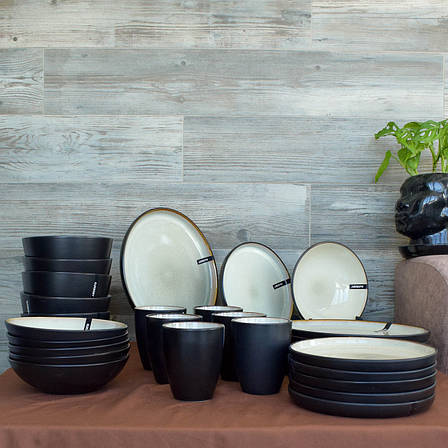 Набір тарілок Ardesto Bolzano 30 предметів чорно-зелений, фото 1