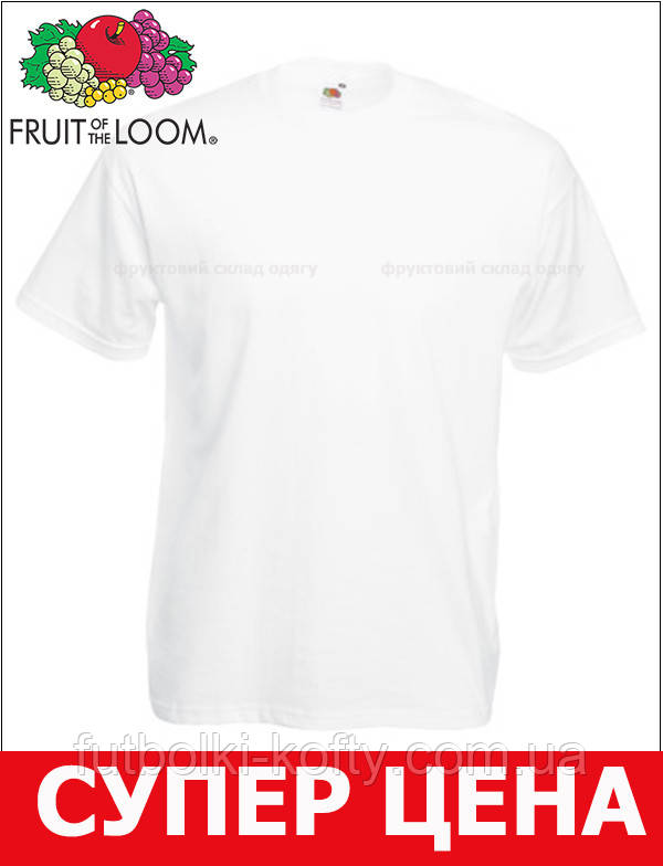 Мужская Футболка Классическая Fruit of the loom Белый 61-036-30 S - фото 6 - id-p84003269