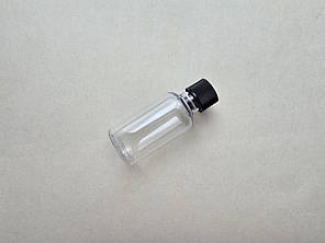 50 мл 20/410 Круглий прозорий ПЕТ флакон з кришкою чорною ребристою, пластмасовий, фото 1