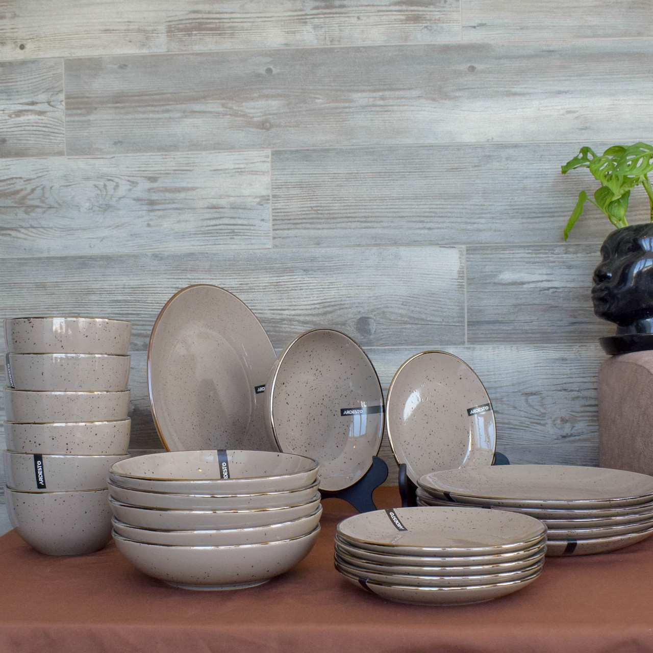 Столовий сервіз Ardesto Emilia, 24 предметів, кераміка, коричневий