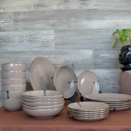 Столовий сервіз Ardesto Emilia, 24 предметів, кераміка, коричневий, фото 1