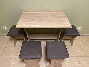 Маленький розкладний стіл для кухні та 4 табурети (комплект стіл 4 табурети) - Дуб Сонома