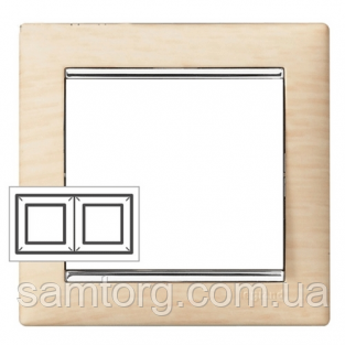 Рамка 2 поста світле дерево/срібний штрих Legrand Valena 770382, фото 1