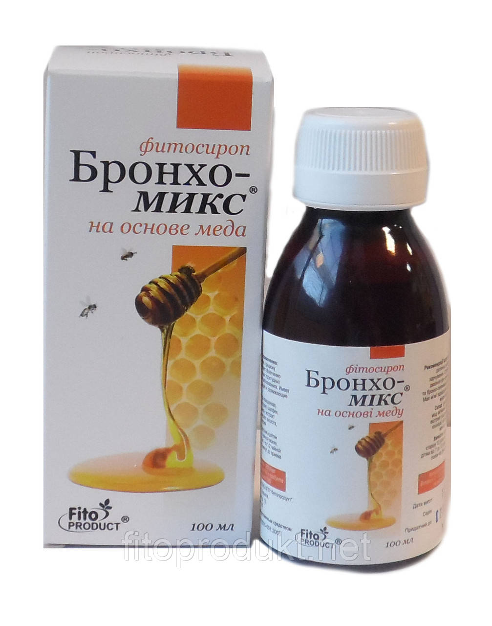 Бронхо Мікс на основі меду фітосироп 100 мл Фітопродукт, фото 1