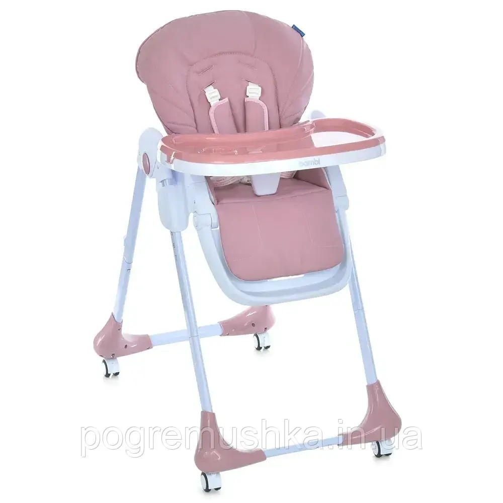Стільчик для годування Bambi M 3233L Pink , регульована висота, 5-точкові ремені, знімний столик