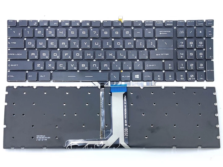 Клавіатура для MSI GE63 GE73 GE63VR GE73VR GS63 GS63VR GX63VR GT63 6RF 7RF MS-16K2 MS-179B (RU Black з White підсвіткою), фото 1
