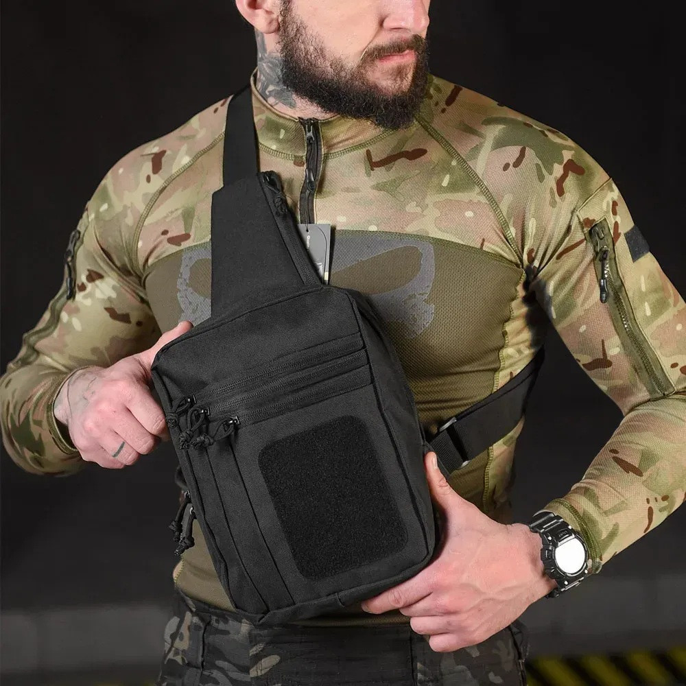🔥 Сумка слінг "Ultimatum RT-19" (чорна) однолямковий рюкзак, зсу, поліції, нацгвардії, фото 1