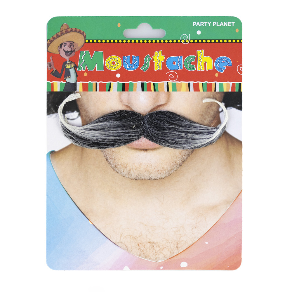 Вуса накладні карнавальні Англійські (чорні з сивиною), фото 1