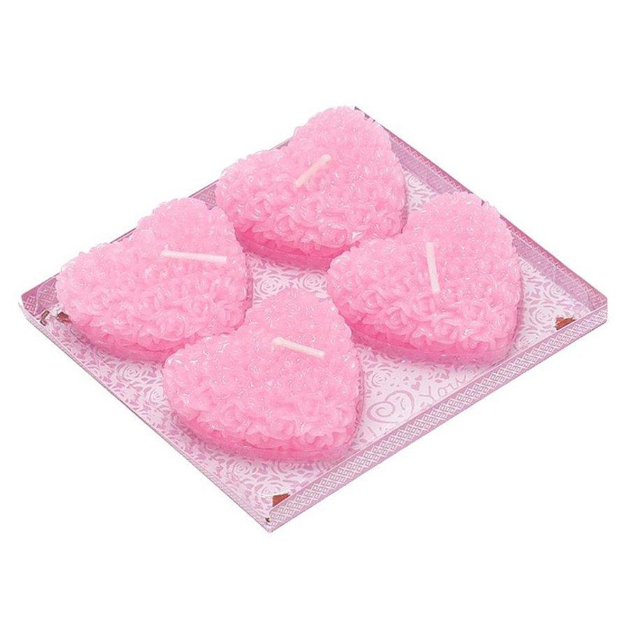 Свічки серця ажурні рожеві 4 од