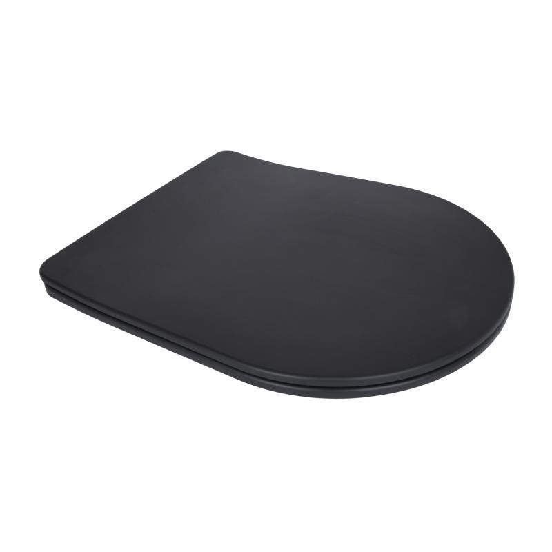 Qtap Сидіння для унітаза (Scorpio New) 460x362x50 мм, Matt Black, з мікроліфтом, Slim Duroplast, Quick Release, фото 1