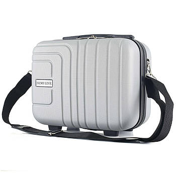 Бьюті-кейс маленький Semi Line 5 літрів коричнево-рожевий для косметики та аксесуарів у дорозі