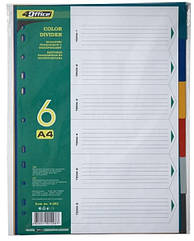 Розділювач А4 4-253 кольорові, 6 шт 4OFFICE РР