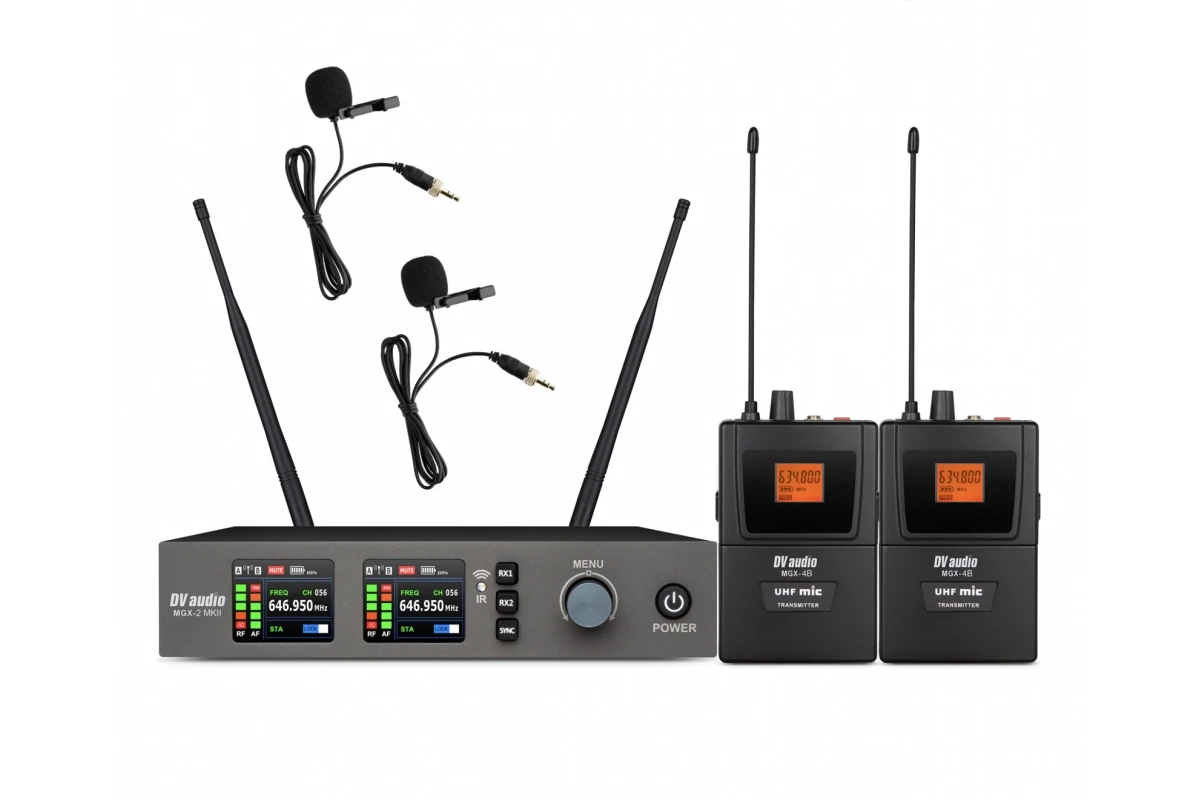 Радіосистема з петличними мікрофонами DV audio MGX-24B MKII UHF, фото 1