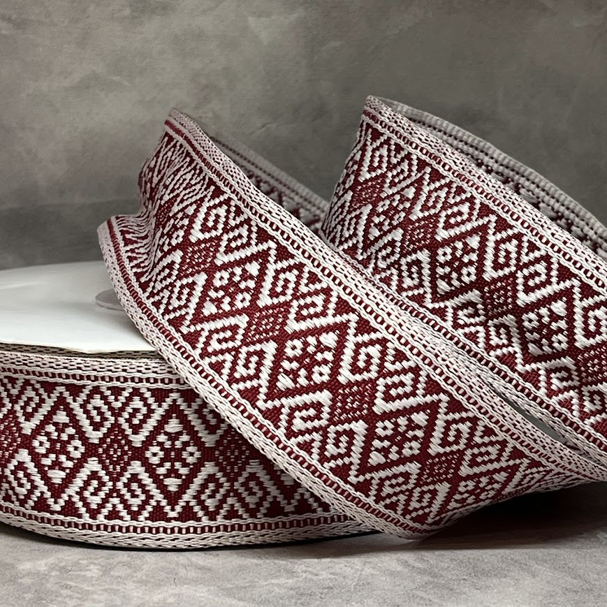 Стрічка жакардова з вишивкою, одностороння, текстильна 4 см, арт 018845, відрізок 1 ярд (91 см), Різнокольоровий, фото 1