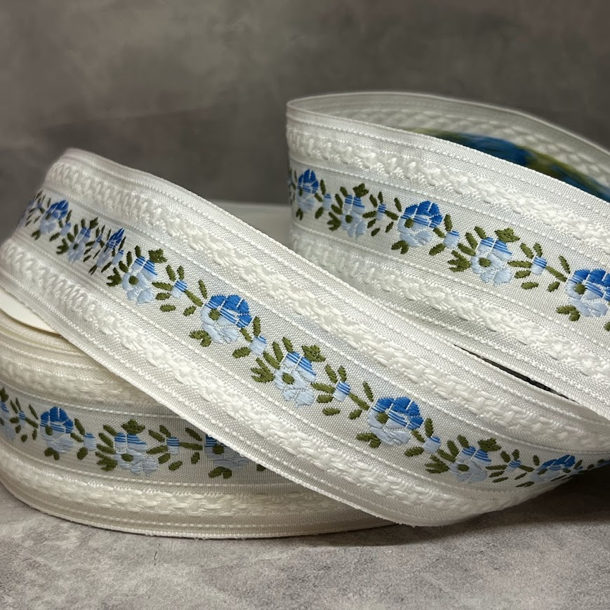 Стрічка жакардова з вишивкою, одностороння, текстильна 3,5 см, арт 018847, відрізок 1 ярд (91 см), Різнокольоровий, фото 1