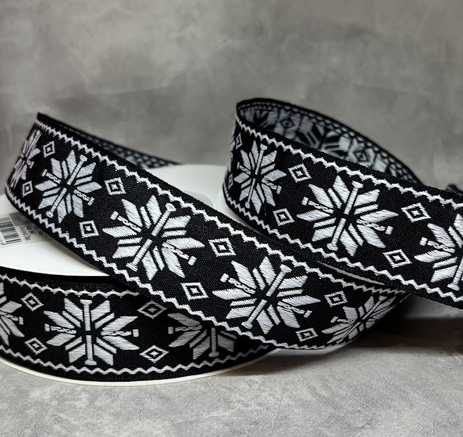 Стрічка жакардова з вишивкою, одностороння, текстильна 3 см, арт 018852, відрізок 1 ярд (91 см), Різнокольоровий, фото 1