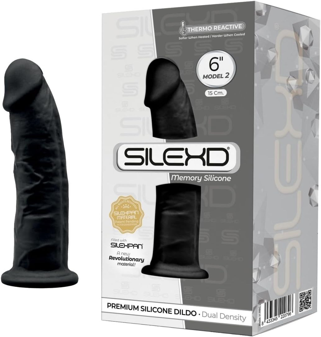 Реалістичний термореактивний фалоімітатор Silexd Model 2 (6") XM01 на присосці, чорний, фото 1