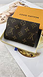 Жіночий гаманець Louis Vuitton коричневий + зелений конверт міні Луї Віттон, фото 3