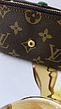Жіночий гаманець Louis Vuitton коричневий + зелений конверт міні Луї Віттон, фото 5