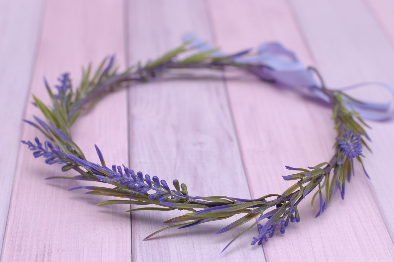 Вінок для волосся / віночок на голову з квітами лаванди 595 Об, фото 1