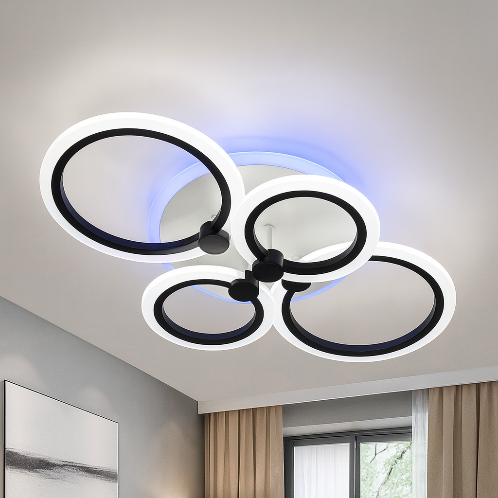 Люстра світлодіодна Led до 18 м² з пультом керування чорно-біла 1126/4 Bk, фото 1