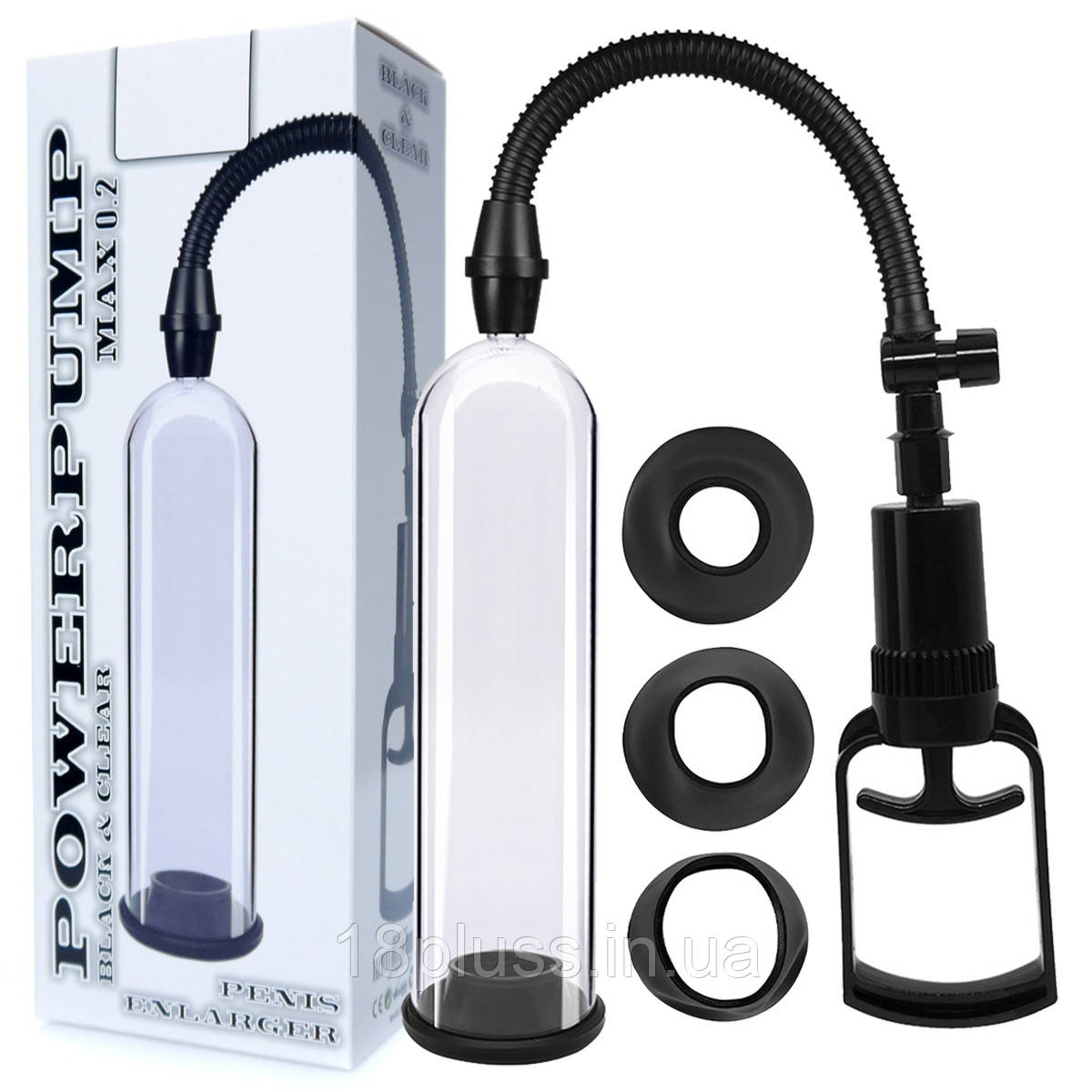 Потужна вакуумна помпа для чоловіків Powerpump Max 0.2 Black&Clear, фото 1