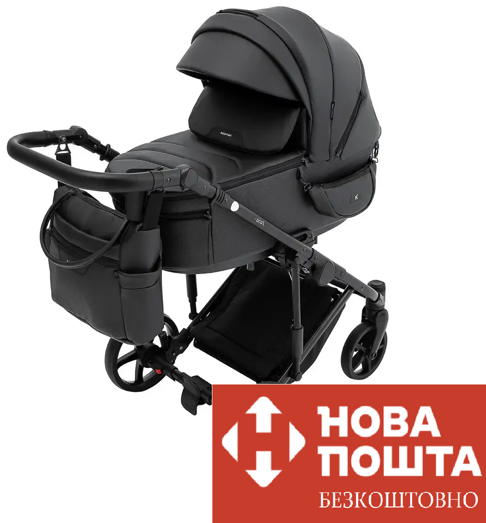 Коляска 2 в 1 Adamex Zico Eco Sa-2 чорний, фото 1