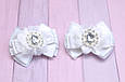 Набір прикрас для волосся гумки - бантиків для дівчинки біло-бордово-золотому в коробці 883 об, фото 4