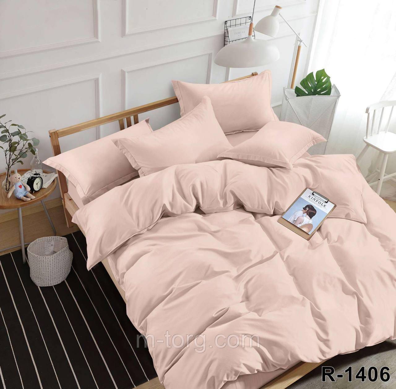"персик" Комплект постільної білизни двоспальний 180/210, нав-кі 70/70, тканина сатин, 100% складається з бавовни