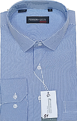 Чоловічі класичні сорочки Ferrero Gizzi vd-0051 в смужку блакитна з довгим рукавом, ошатна, стильна 39