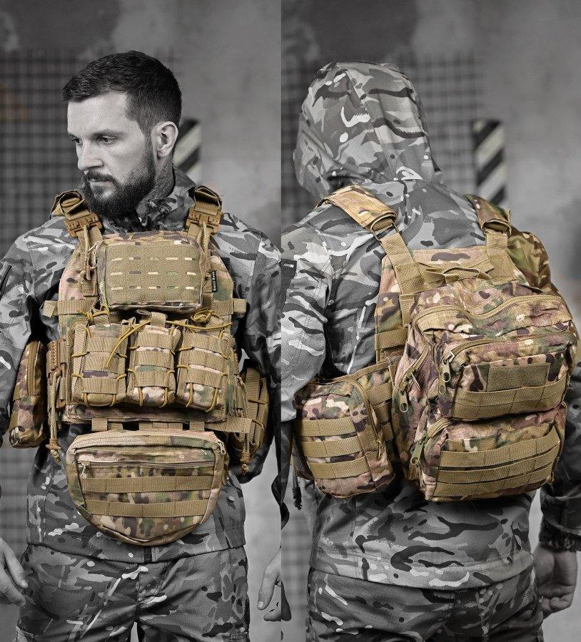 Плитоноска 4 точки скидання Single sword mtk з рюкзаком РП7354, фото 1