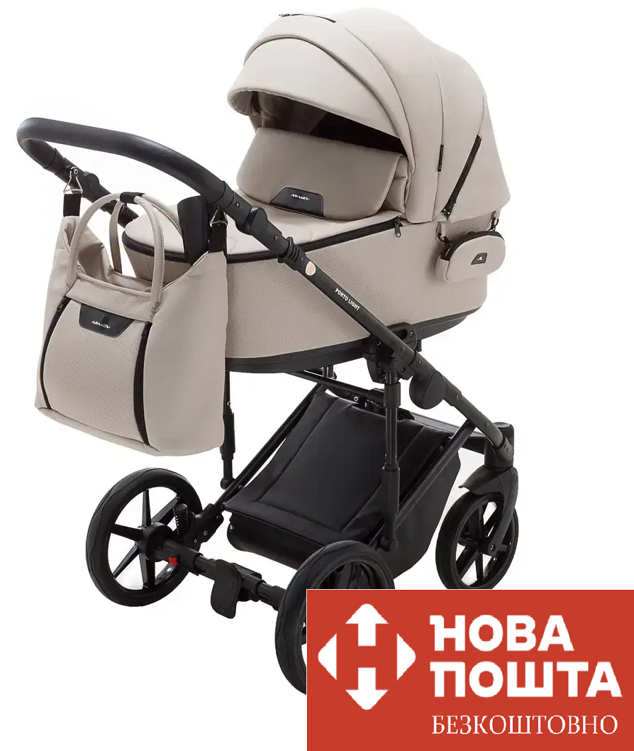 Коляска 2 в 1 Adamex Porto Light ECO SA-7 латте шкіра, фото 1