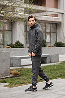 Спортивний чоловічий костюм графітового кольору, модний весняно-осінній костюм з капюшоном або без