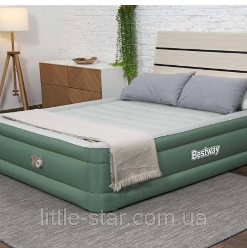 Надувна двоспальне ліжко Bestway 69646, 152 х 203 х 46 + вбудований електронасос