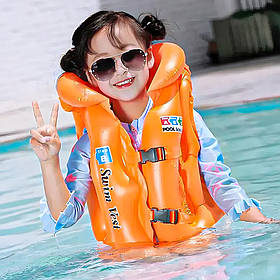Дитячий жилет для плавання "Wave", надувний, 40см, Помаранчевий