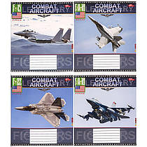 Зошит шкільний 12 аркушів клітинка "Бойові літаки" 3699