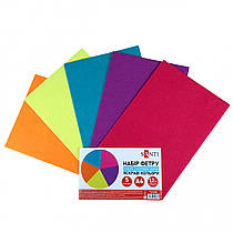 Набір м'якого фетру Santi з клейовим шаром яскраві кольори, 5 аркушів 21x30 см 743256