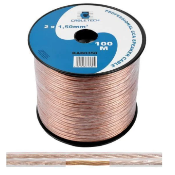 Кабель акустичний Cabletech 2x1.5mm CCA 100м прозорий KAB 0358, фото 1