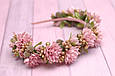 Обруч для волосся / обідок для волосся Okl з квітами пудрово-золотою 392, фото 3