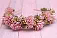 Обруч для волосся / обідок для волосся Okl з квітами пудрово-золотою 392, фото 2