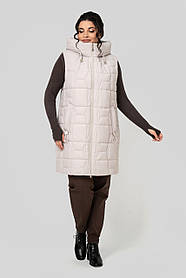 Жіночий подовжений жилет з тинсулейтом 150 г/м², прямого силуету, великі розміри 50–60 лід