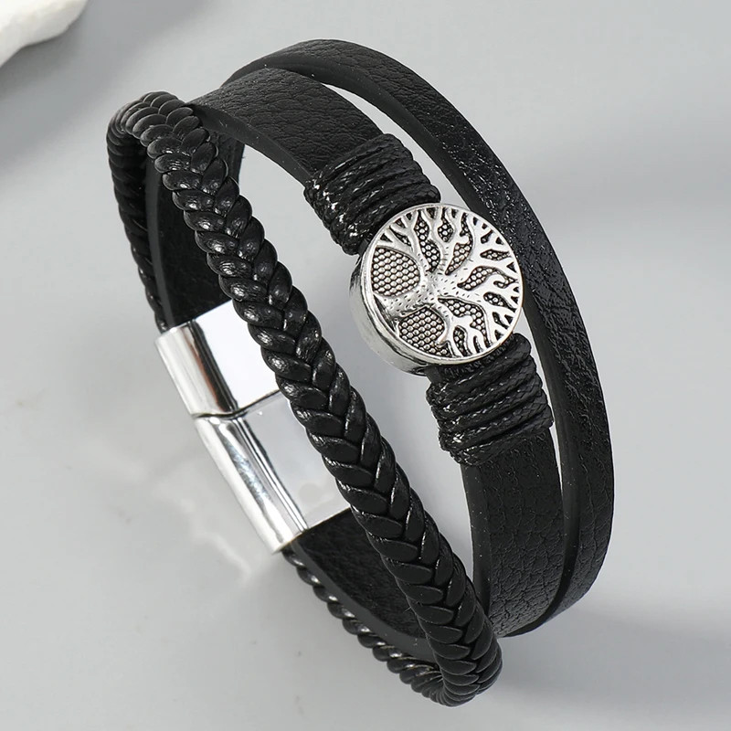 Браслет чорний чоловічий DREVO 17-19 см (довжина 21 см), фото 1