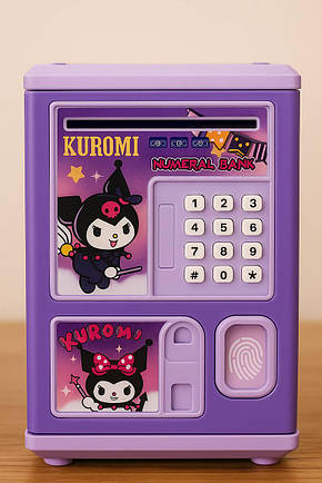 Дитячий сейф-копилка Kuromi з кодовим замком і відбитком пальця, Копилка Куромі зі звуковими ефектами, фото 3