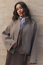 Жіноче укорочене пальто з італійського кашеміру демісезонне весняно-осіннє, прямий фасон, розміри 42-52