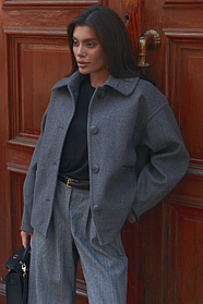 Жіноче укорочене класичне пальто з італійського кашеміру, демісезонне весняно-осіннє, розміри 42-52