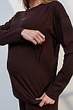 Лонгслів для вагітних та годування Erica шоколадний, фото 9