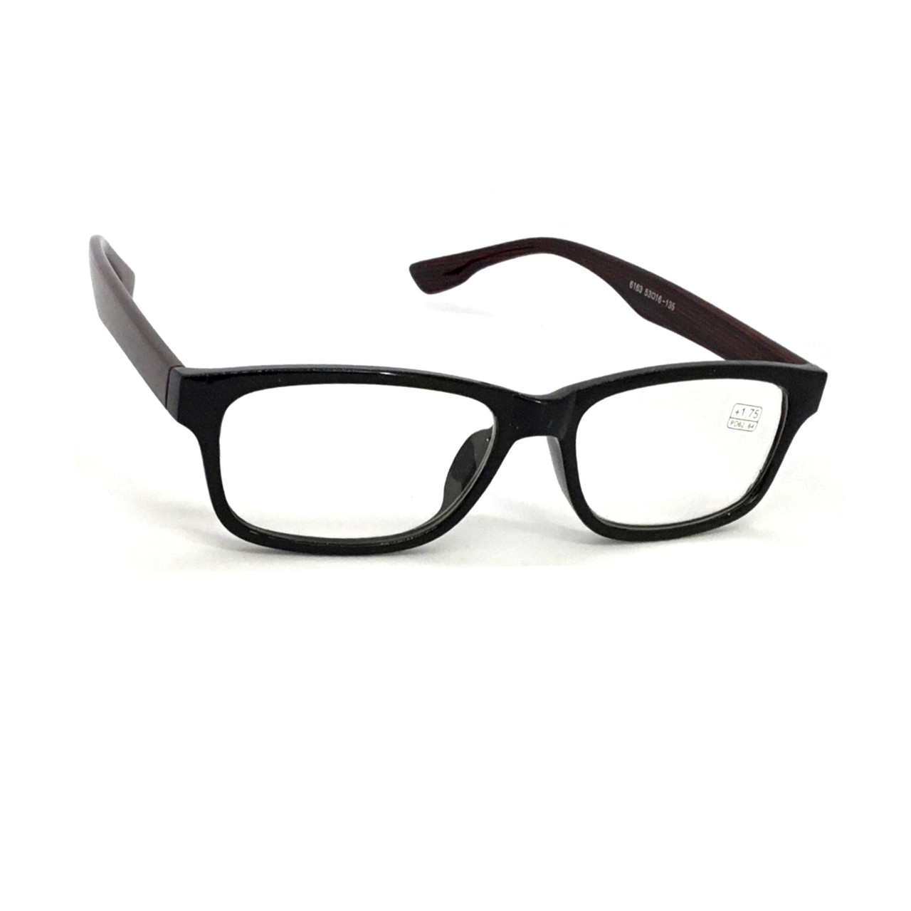 Пластикові окуляри 6163 чорно-коричневі +1,0