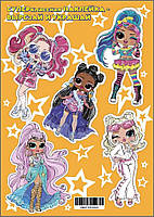 Наклейка  Вирізай та прикрашай "Ляльки на оранжевому фоні" (А4,30*20см)  ТМ Oksamut.art, Україна