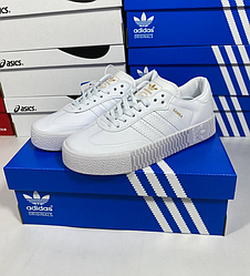 Жіночі кросівки Adidas Samba rose White білі Адідас Самба шкіряні кеди