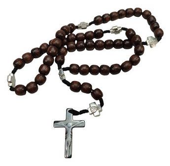 Хрестик на підвісці для автомобіля | дерев’яні буси з металевими хрестами | оберіг з чорного каменю з розп’яттям